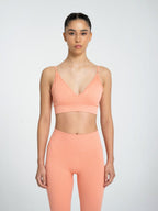 W-Flow Seamless V-Neck Adjustable Strap Ribbed 2-Piece Workout Set (Bra & Leggings)