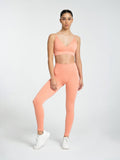 W-Flow Seamless V-Neck Adjustable Strap Ribbed 2-Piece Workout Set (Bra & Leggings)