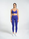 W-Flow Seamless V-Neck Adjustable Strap Ribbed 2-Piece Workout Set (Bra & Leggings)