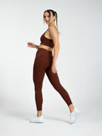 W-Flow Seamless V-Neck Adjustable Strap Ribbed 2-Piece Workout Set (Bra & Leggings)