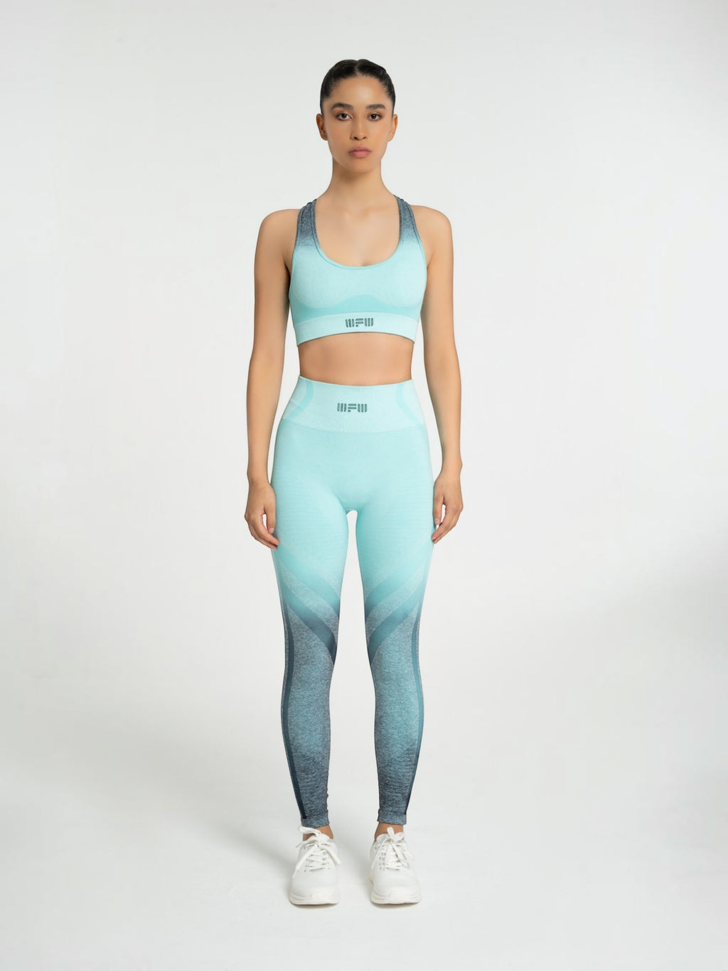 W-Fade Melange Seamless Ombre Push-Up 2-Piece Workout Set (Bra & Leggings)