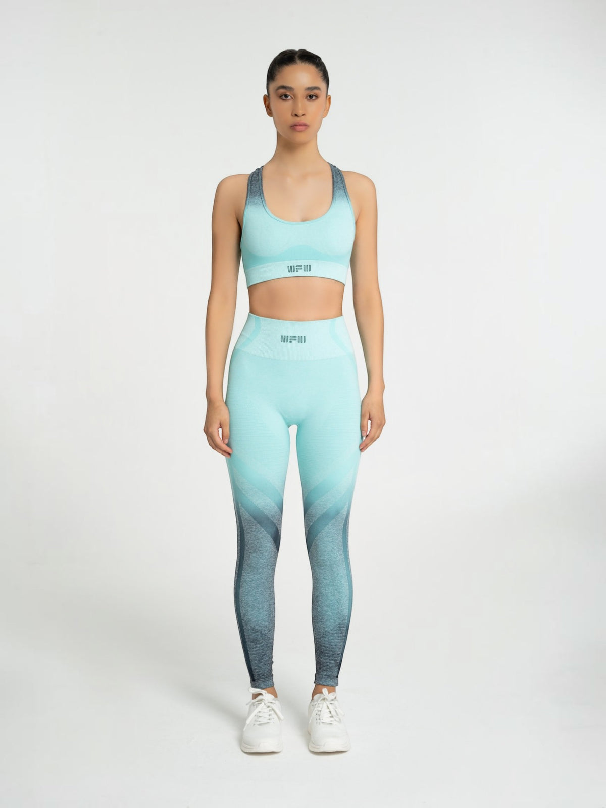 W-Fade Melange Seamless Ombre Push-Up 2-Piece Workout Set (Bra & Leggings)