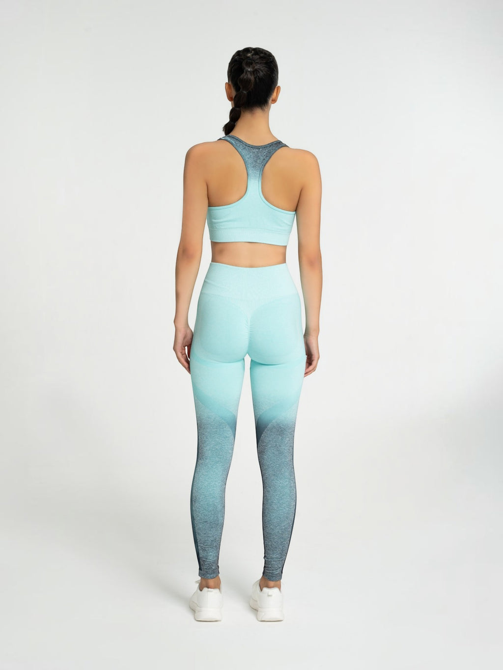 W-Fade Melange Seamless Ombre Push-Up 2-Piece Workout Set (Bra & Leggings)