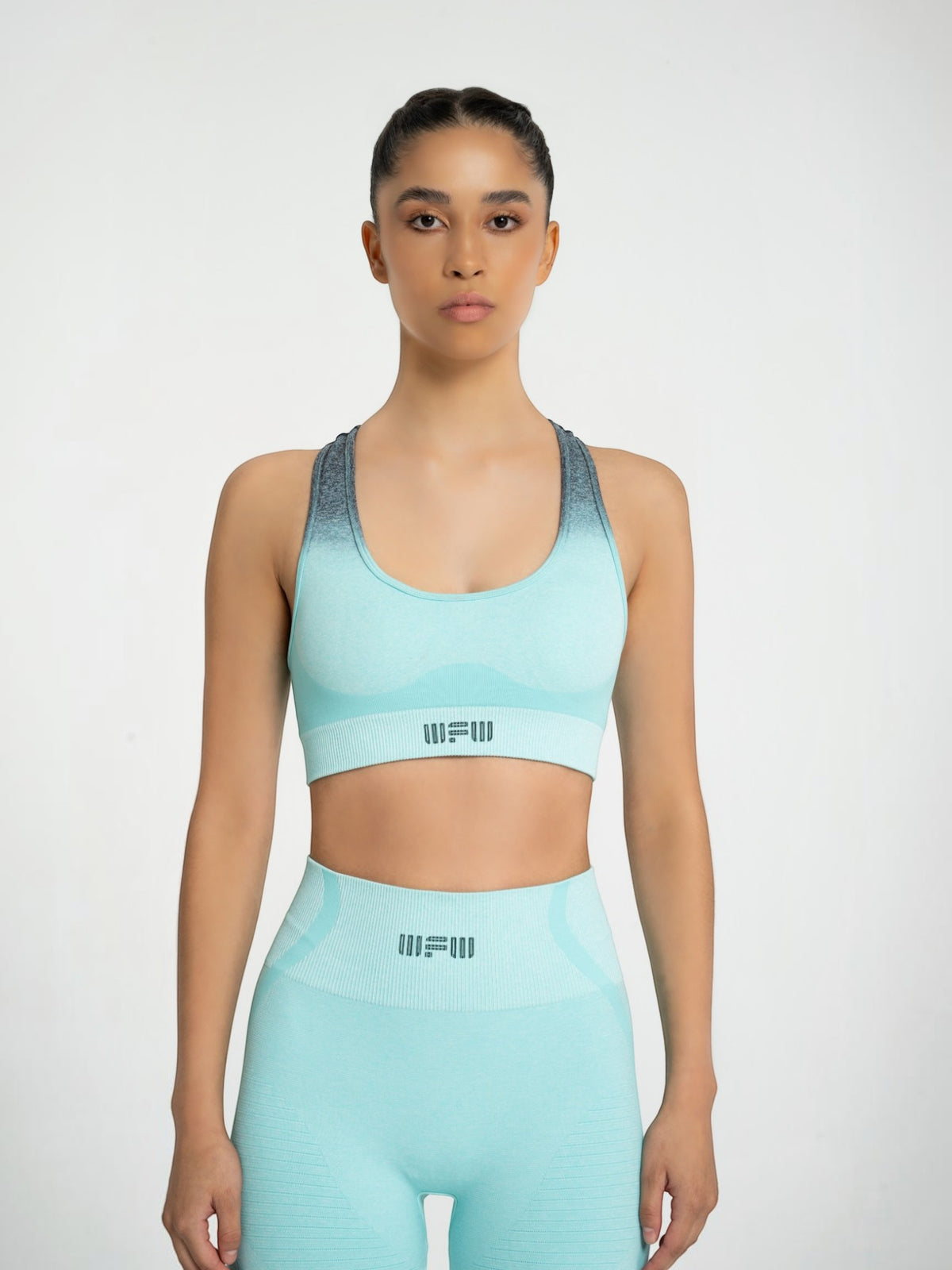 W-Fade Melange Seamless Ombre Push-Up 2-Piece Workout Set (Bra & Leggings)