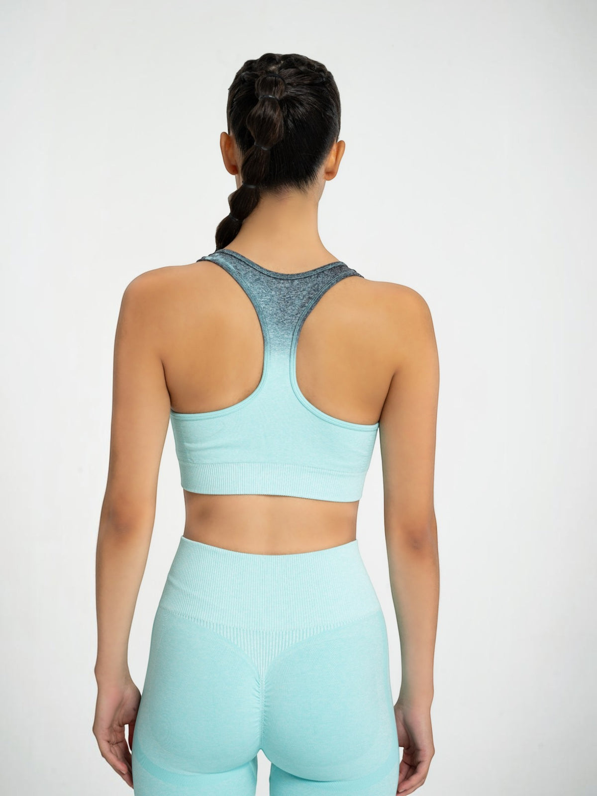 W-Fade Melange Seamless Ombre Push-Up 2-Piece Workout Set (Bra & Leggings)