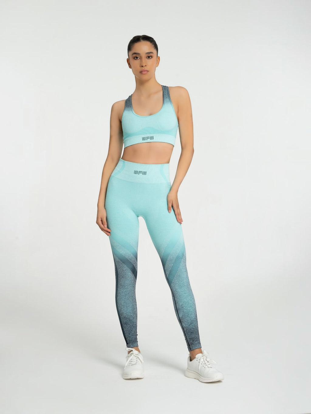 W-Fade Melange Seamless Ombre Push-Up 2-Piece Workout Set (Bra & Leggings)