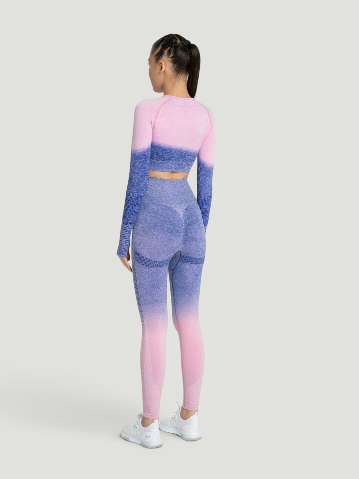 W-Touch Gradient Seamless Long Sleeve Workout Set (Crop Top & Leggings)