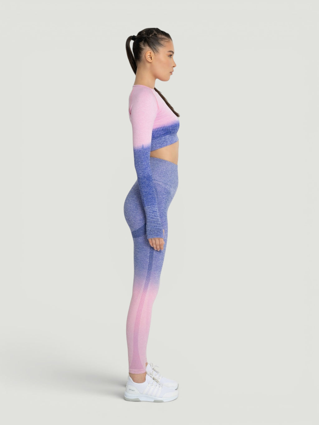 W-Touch Gradient Seamless Long Sleeve Workout Set (Crop Top & Leggings)