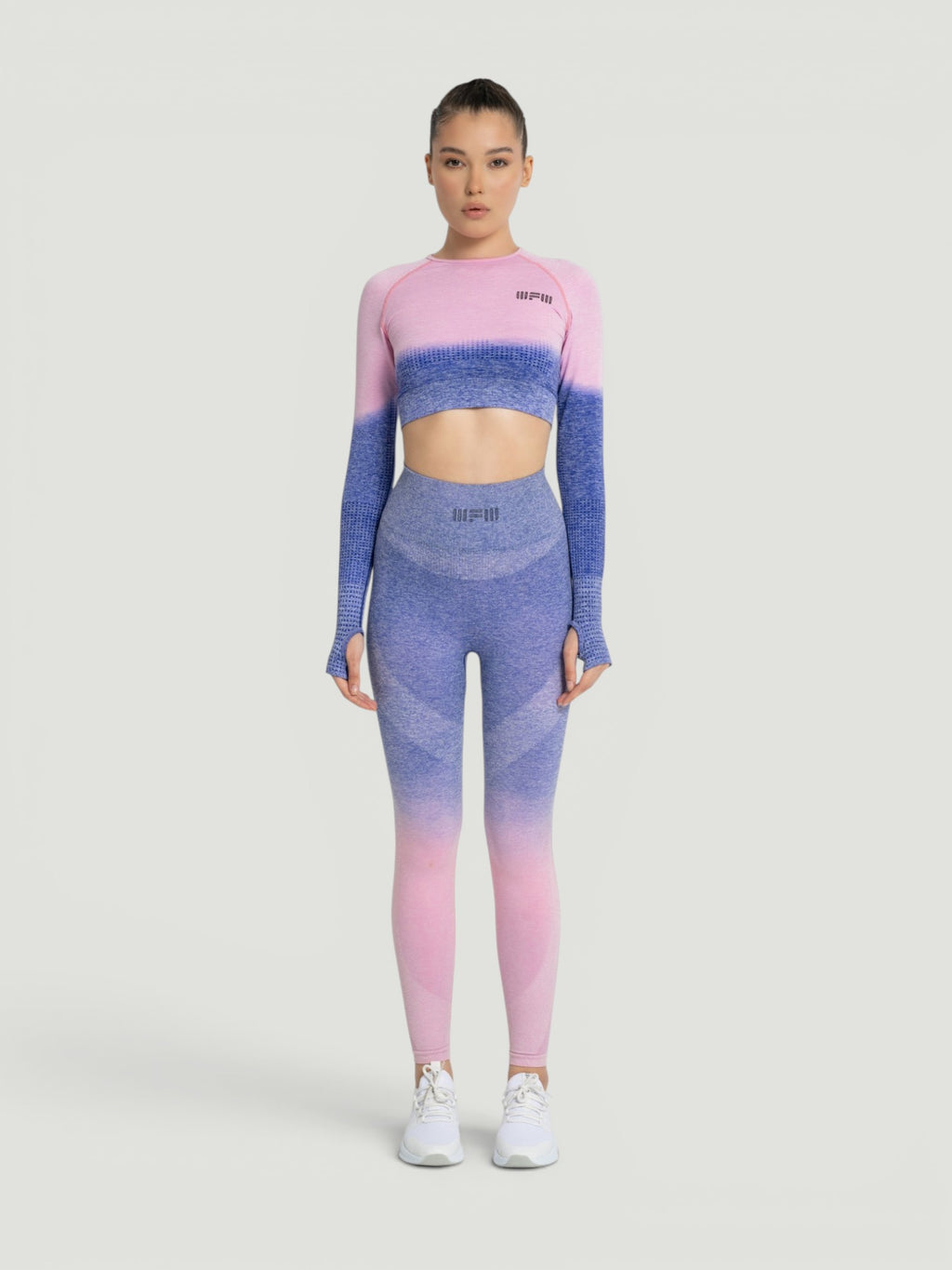 W-Touch Gradient Seamless Long Sleeve Workout Set (Crop Top & Leggings)