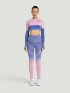 W-Touch Gradient Seamless Long Sleeve Workout Set (Crop Top & Leggings)