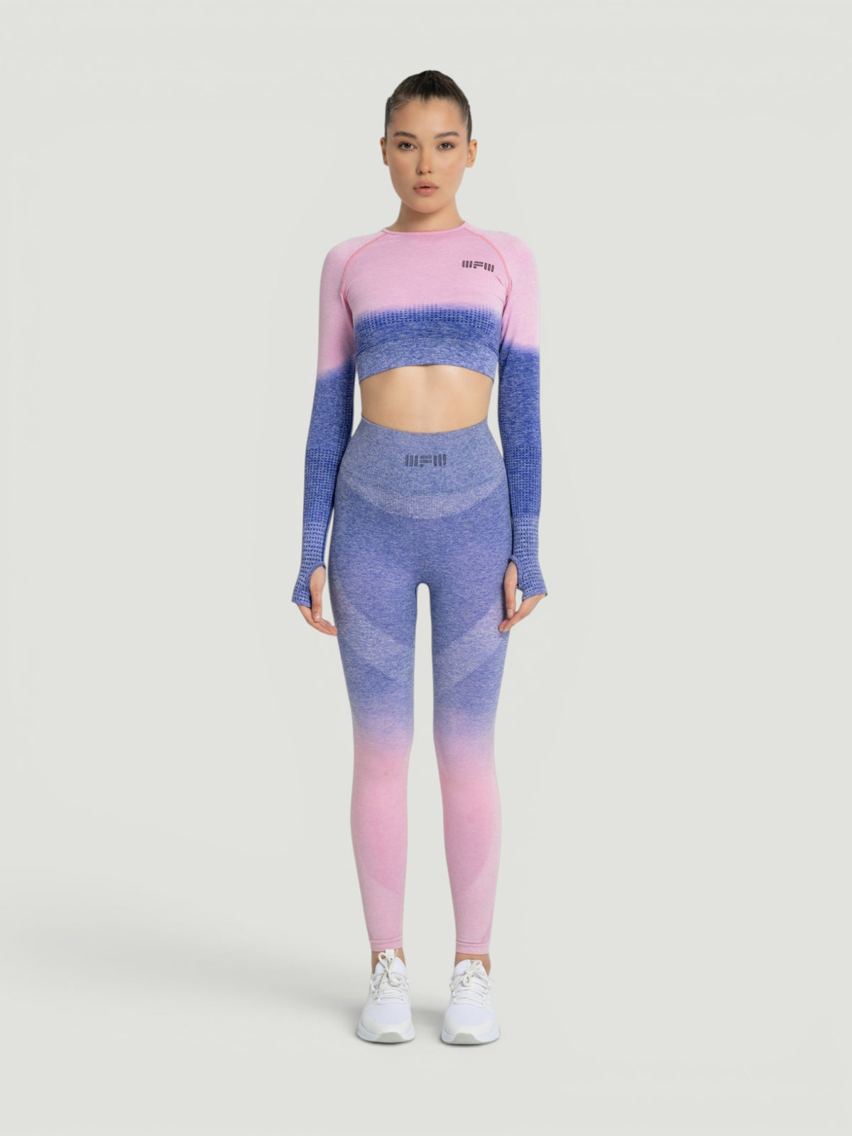 W-Touch Gradient Seamless Long Sleeve Workout Set (Crop Top & Leggings)