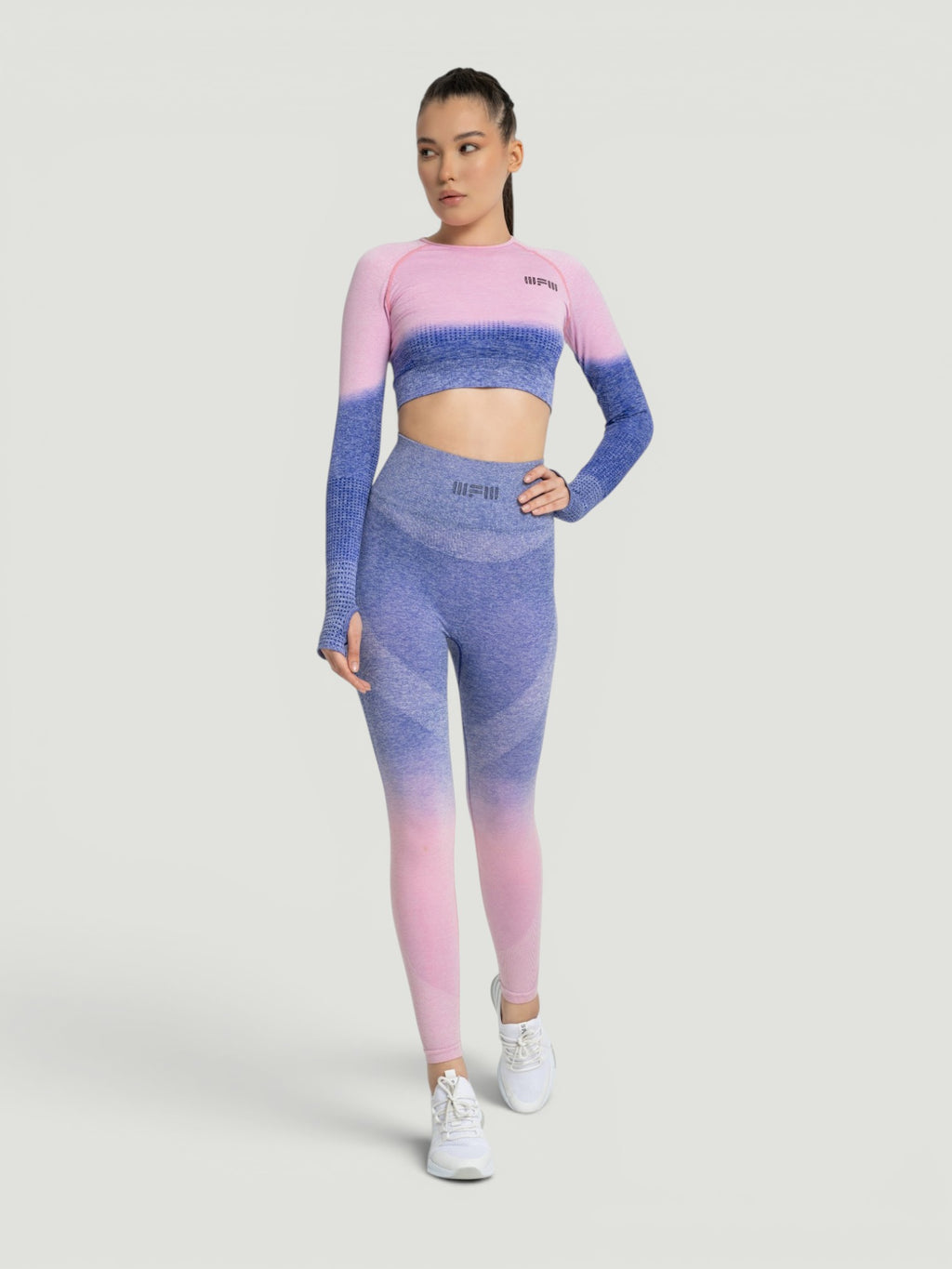W-Touch Gradient Seamless Long Sleeve Workout Set (Crop Top & Leggings)