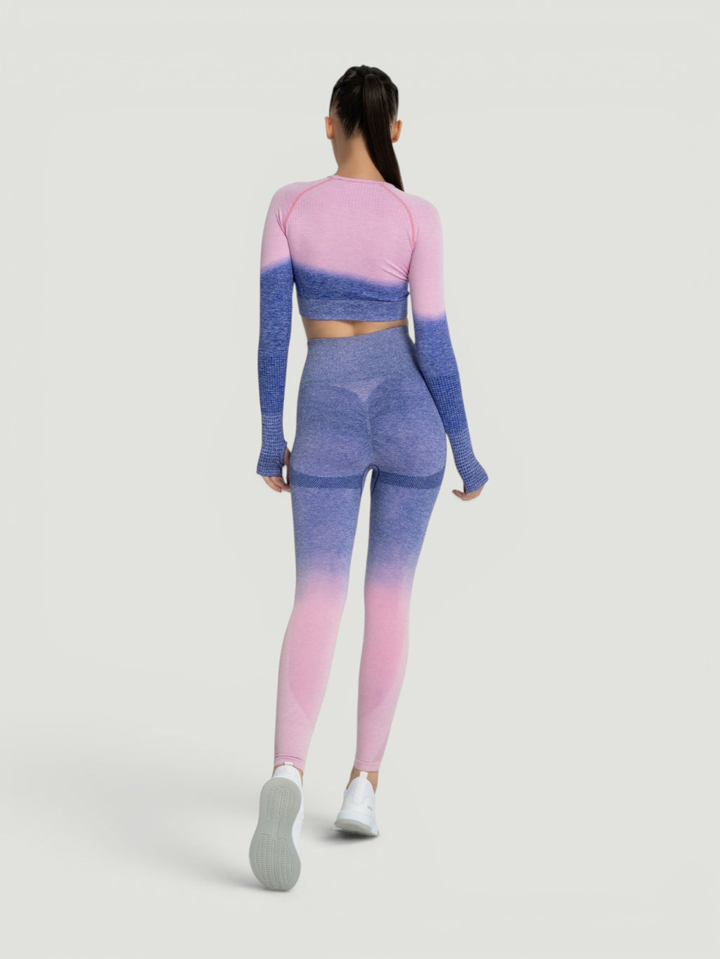 W-Touch Gradient Seamless Long Sleeve Workout Set (Crop Top & Leggings)