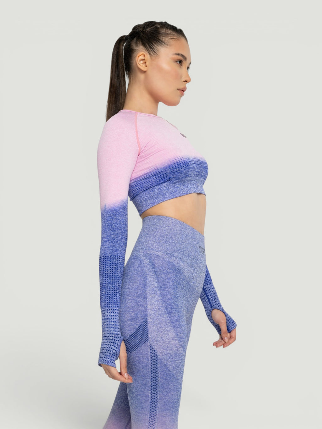 W-Touch Gradient Seamless Long Sleeve Workout Set (Crop Top & Leggings)