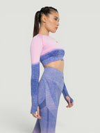 W-Touch Gradient Seamless Long Sleeve Workout Set (Crop Top & Leggings)