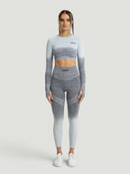 W-Touch Gradient Seamless Long Sleeve Workout Set (Crop Top & Leggings)