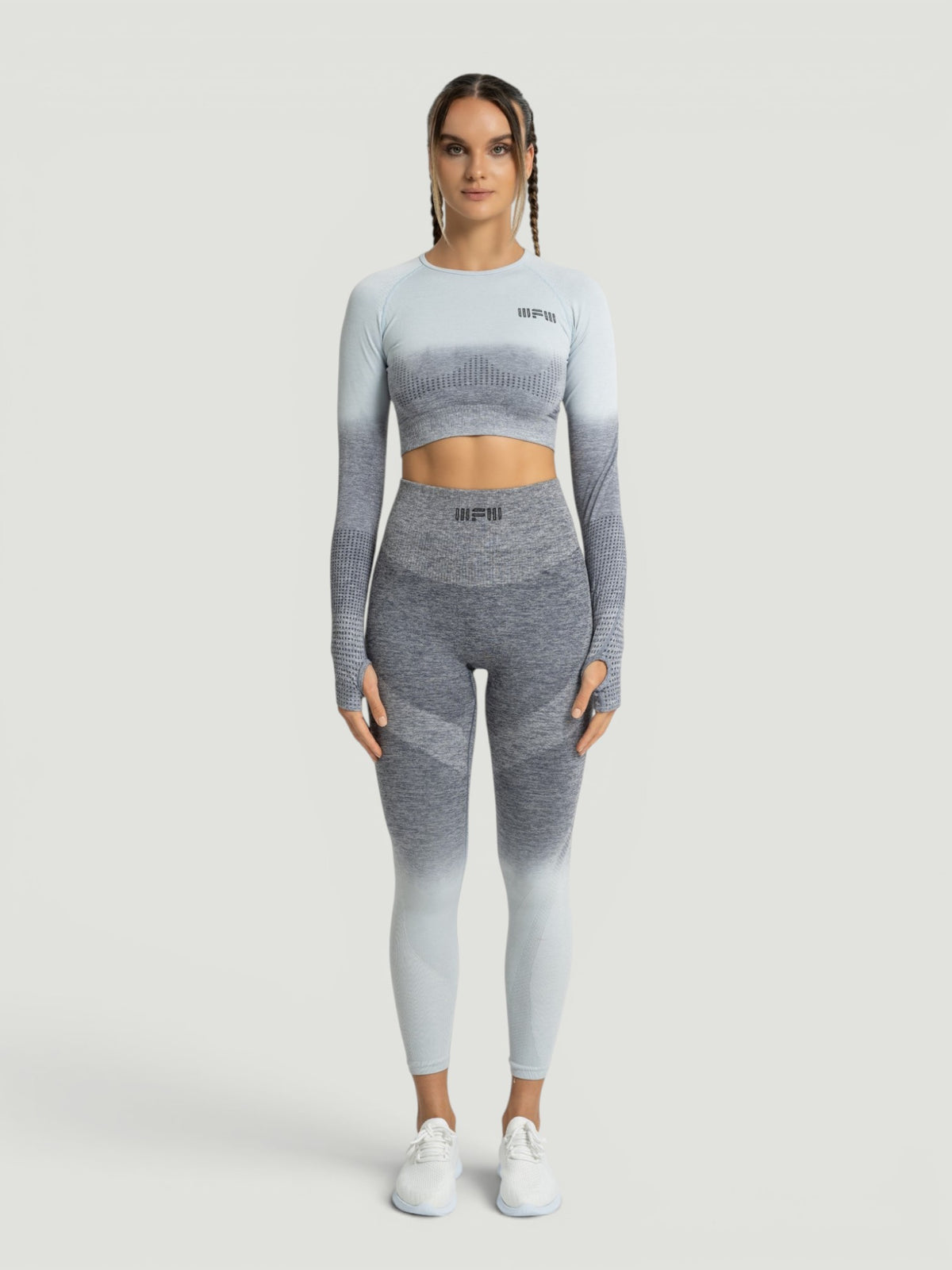 W-Touch Gradient Seamless Long Sleeve Workout Set (Crop Top & Leggings)