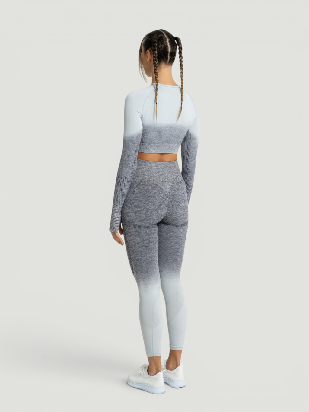 W-Touch Gradient Seamless Long Sleeve Workout Set (Crop Top & Leggings)
