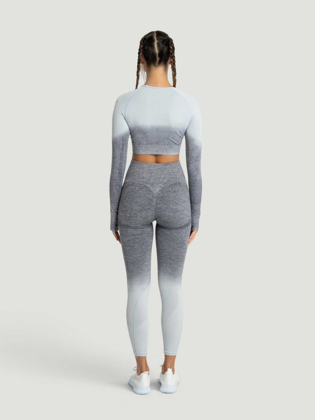 W-Touch Gradient Seamless Long Sleeve Workout Set (Crop Top & Leggings)