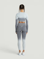 W-Touch Gradient Seamless Long Sleeve Workout Set (Crop Top & Leggings)