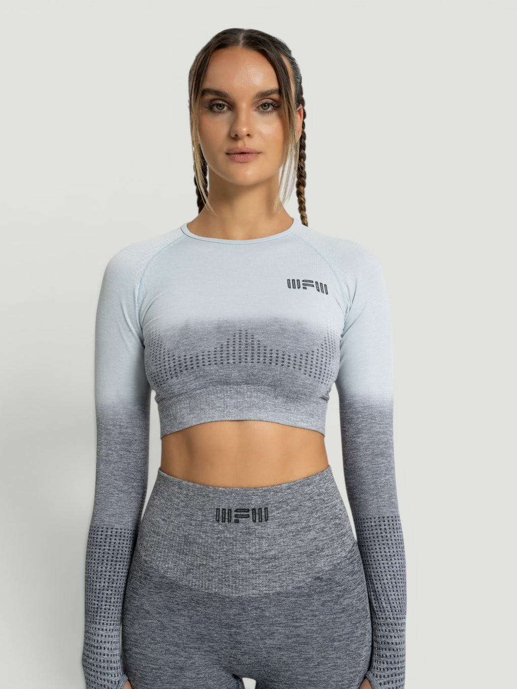 W-Touch Gradient Seamless Long Sleeve Workout Set (Crop Top & Leggings)