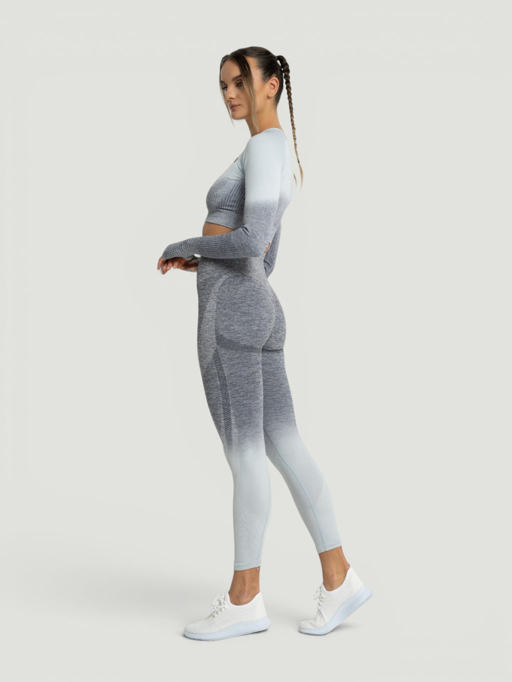 W-Touch Gradient Seamless Long Sleeve Workout Set (Crop Top & Leggings)
