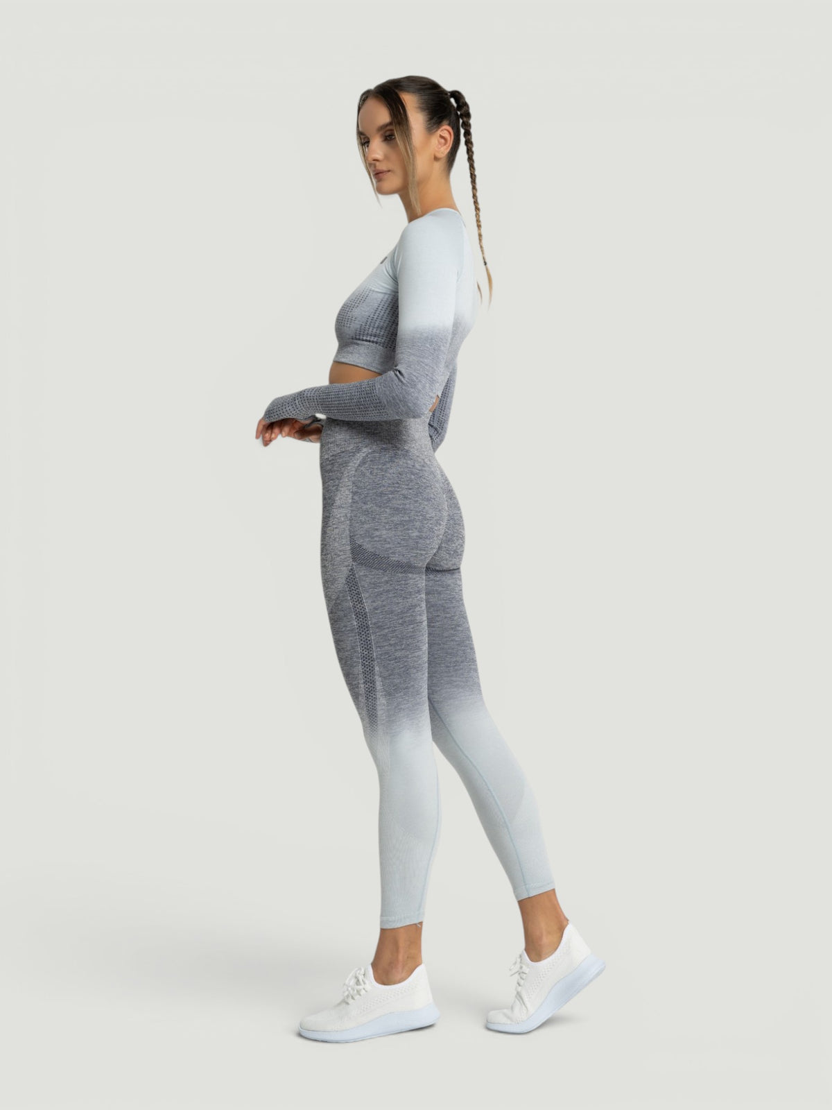 W-Touch Gradient Seamless Long Sleeve Workout Set (Crop Top & Leggings)