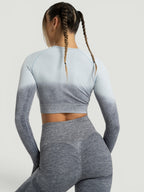 W-Touch Gradient Seamless Long Sleeve Workout Set (Crop Top & Leggings)
