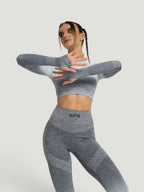 W-Touch Gradient Seamless Long Sleeve Workout Set (Crop Top & Leggings)