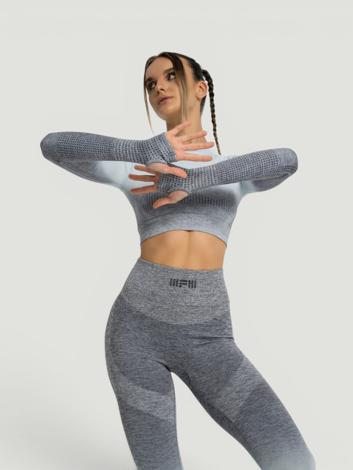 W-Touch Gradient Seamless Long Sleeve Workout Set (Crop Top & Leggings)