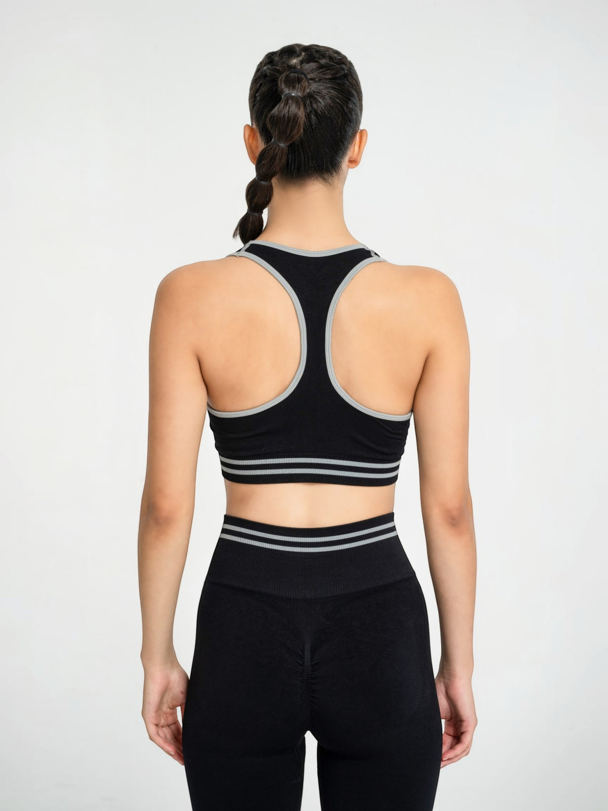 W-Circle Seamless Push-Up Striped Sports Bra
