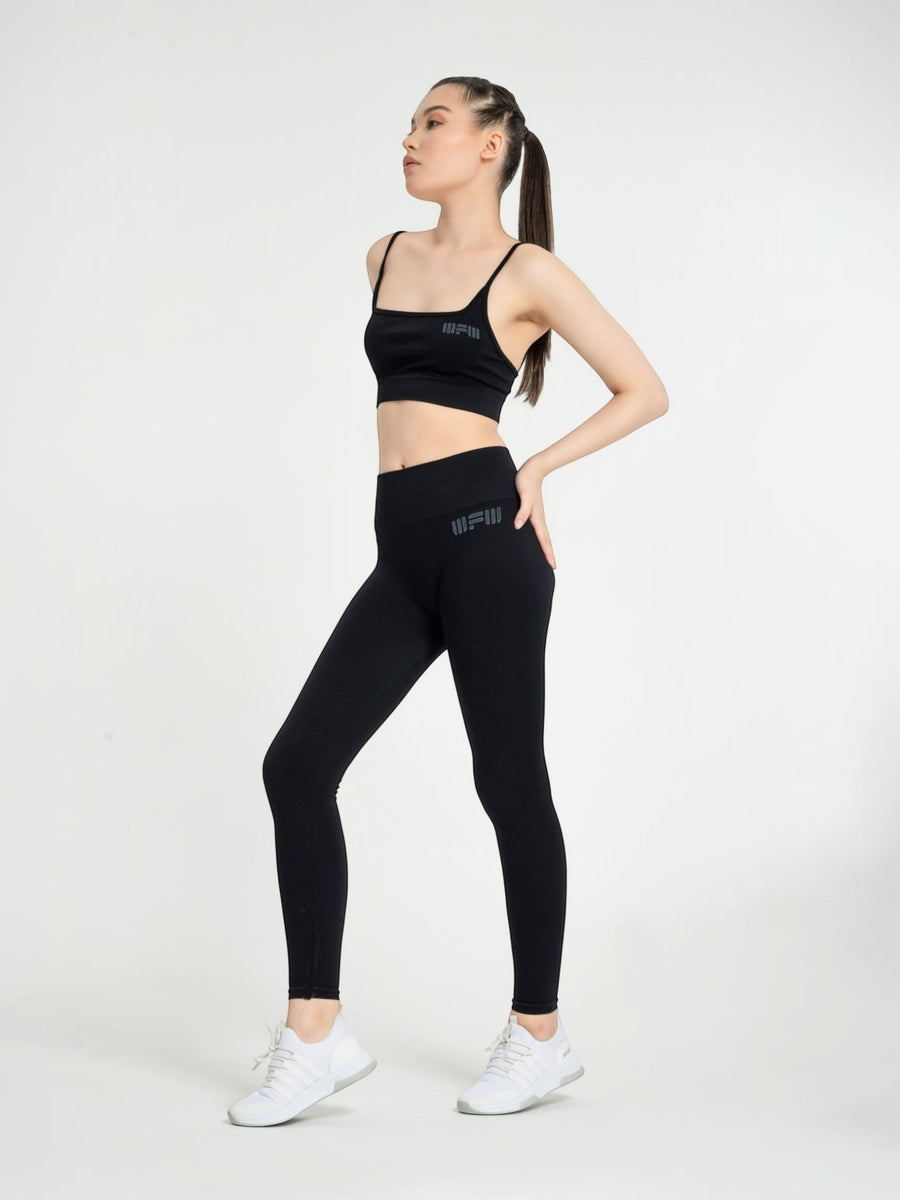 W-Comford Duo Seamless Push-Up Ribbed 2-Piece Workout Set (Bra & Leggings)