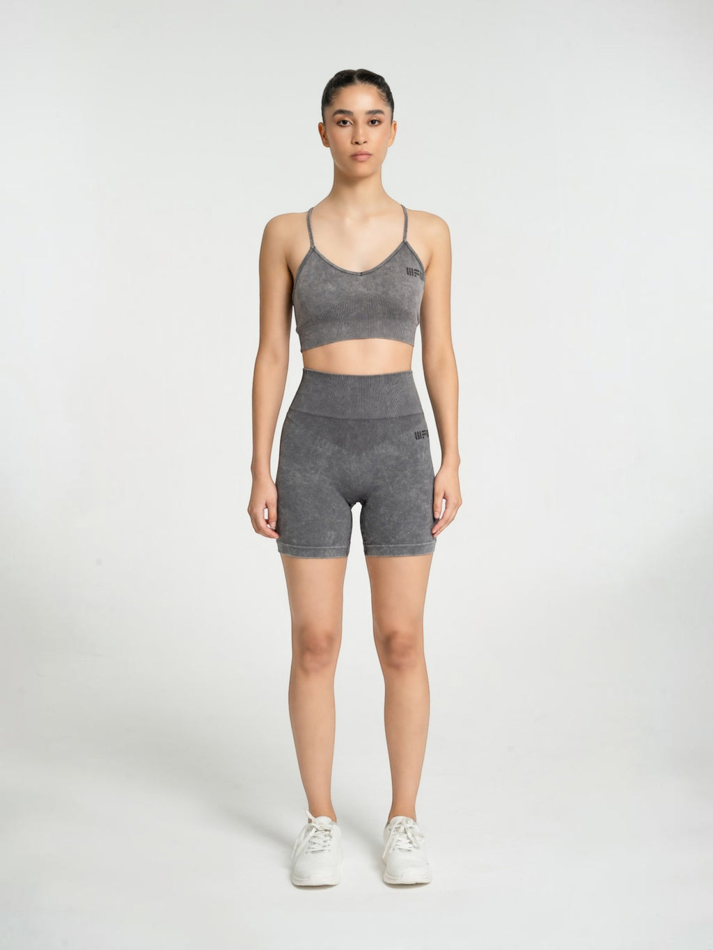 W-Wash Seamless Acid Wash Push-Up Shorts Set (Bra & Shorts)