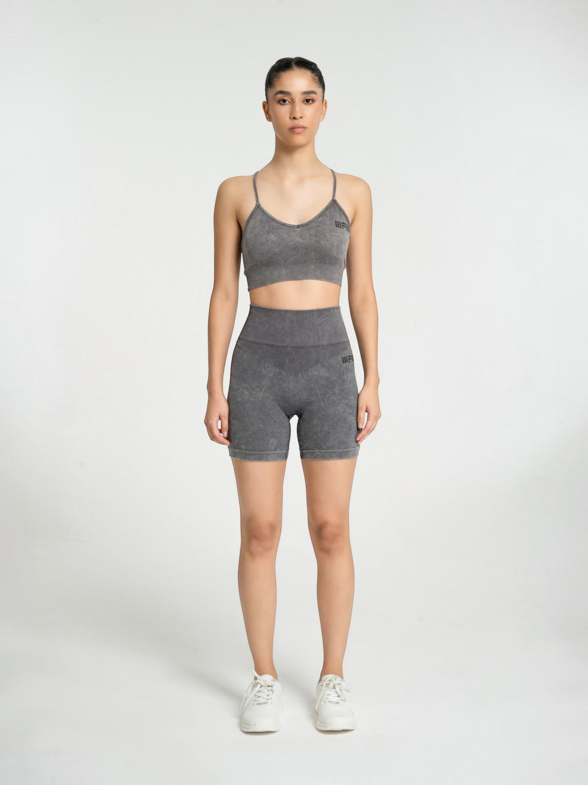 W-Wash Seamless Acid Wash Push-Up Shorts Set (Bra & Shorts)