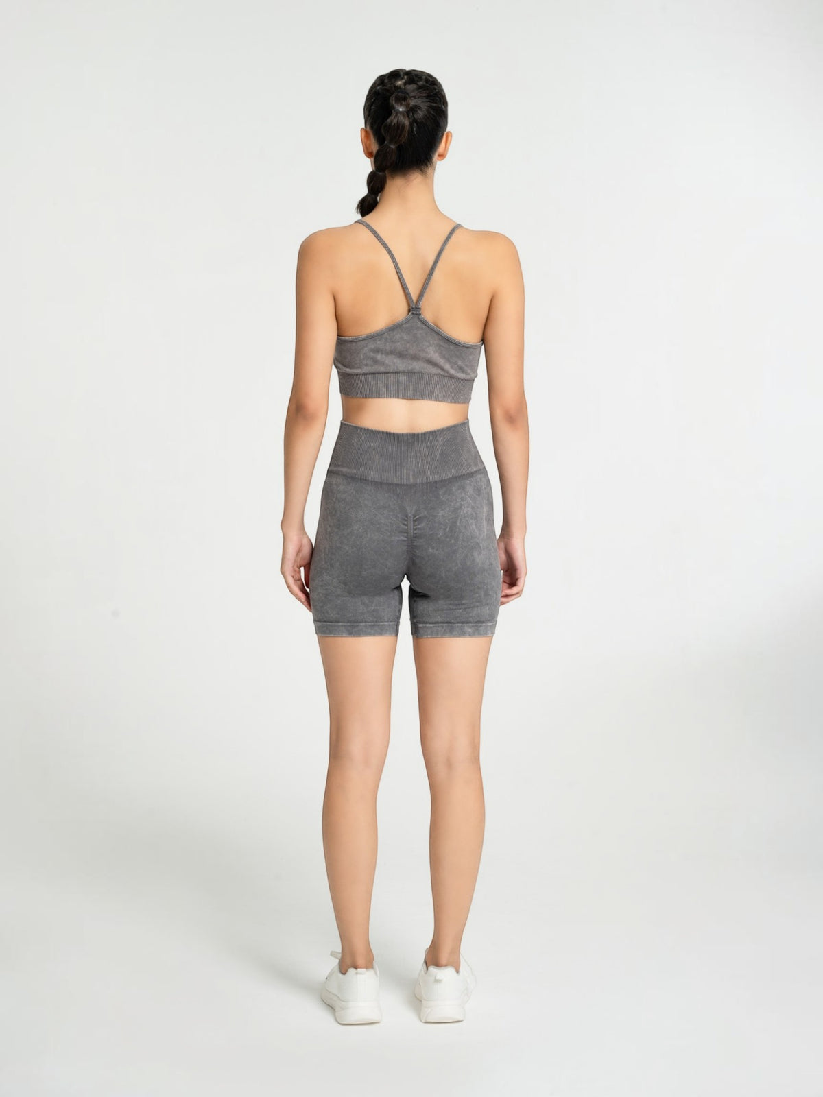 W-Wash Seamless Acid Wash Push-Up Shorts Set (Bra & Shorts)