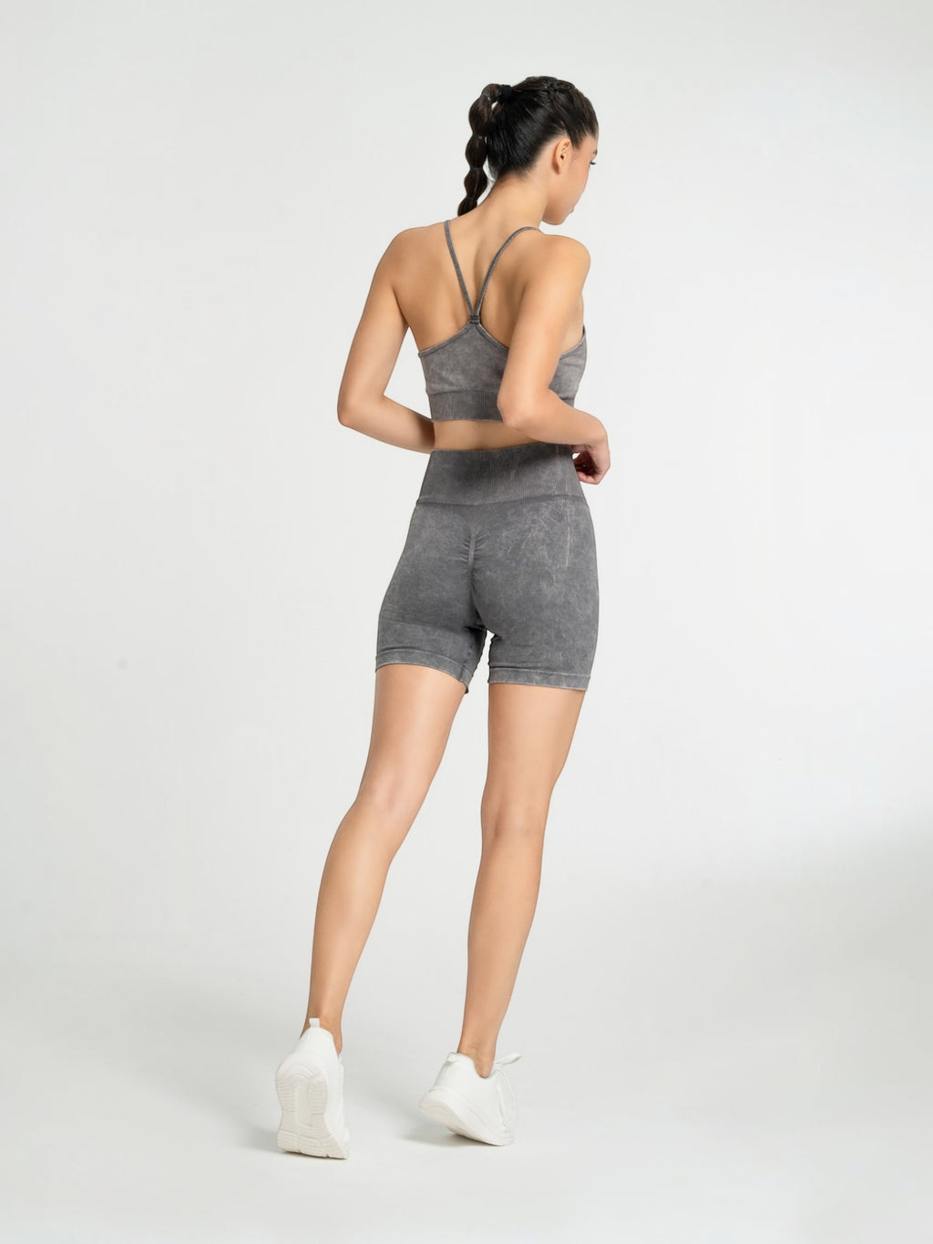 W-Wash Seamless Acid Wash Push-Up Shorts Set (Bra & Shorts)