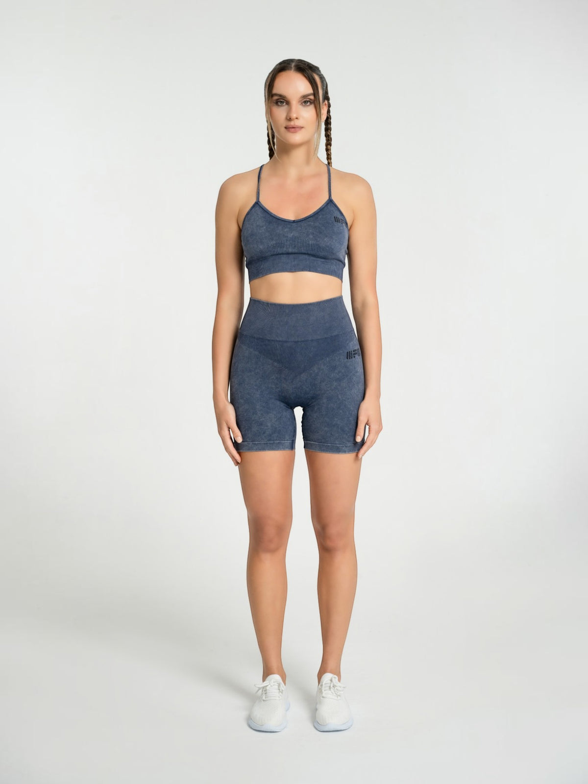 W-Wash Seamless Acid Wash Push-Up Shorts Set (Bra & Shorts)