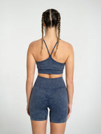 W-Wash Seamless Acid Wash Push-Up Shorts Set (Bra & Shorts)
