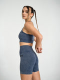 W-Wash Seamless Acid Wash Push-Up Shorts Set (Bra & Shorts)