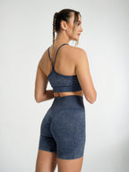 W-Wash Seamless Acid Wash Push-Up Shorts Set (Bra & Shorts)