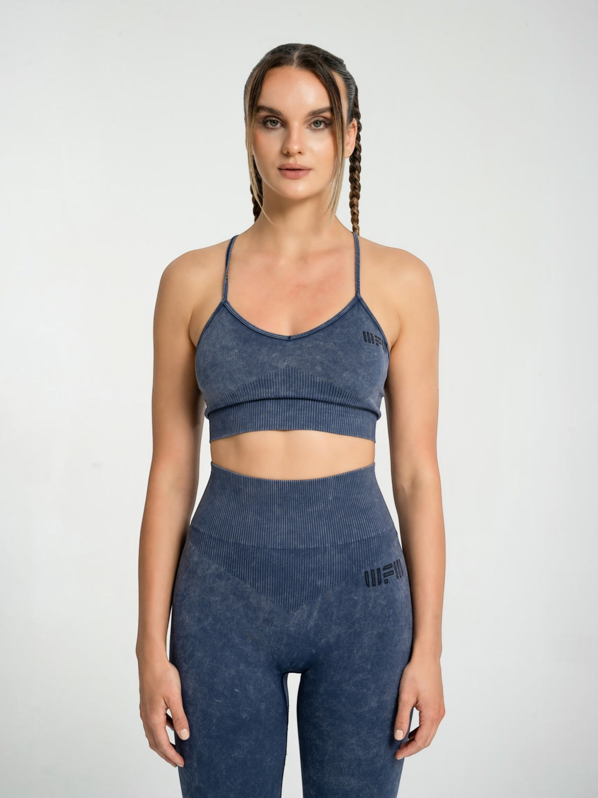 W-Wash Seamless Acid Wash Push-Up Workout Set (Bra & Leggings)