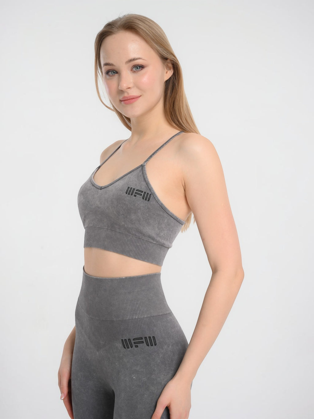 W-Wash Seamless Acid Wash Push-Up Workout Set (Bra & Leggings)