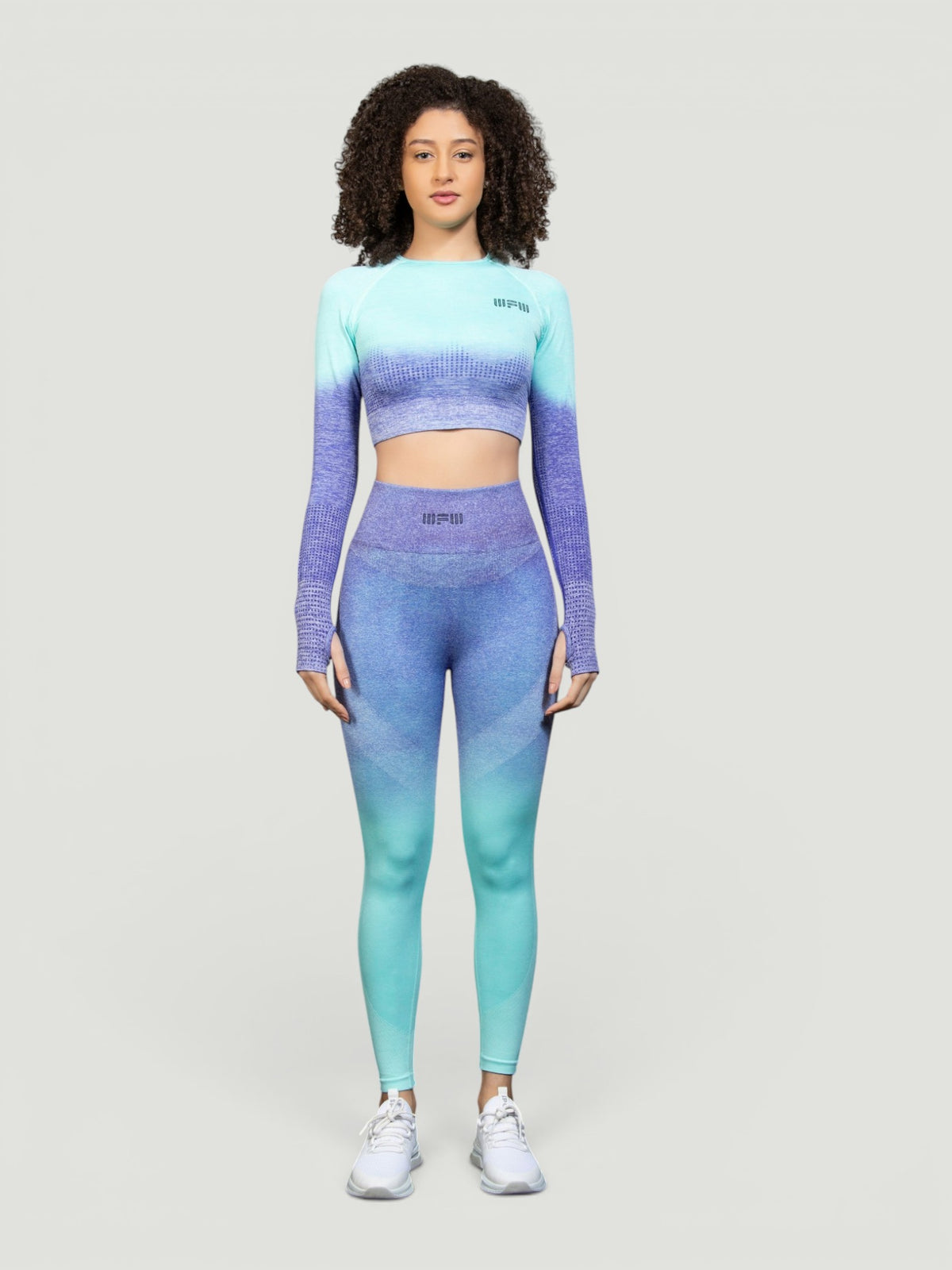 W-Touch Gradient Seamless Long Sleeve Workout Set (Crop Top & Leggings)
