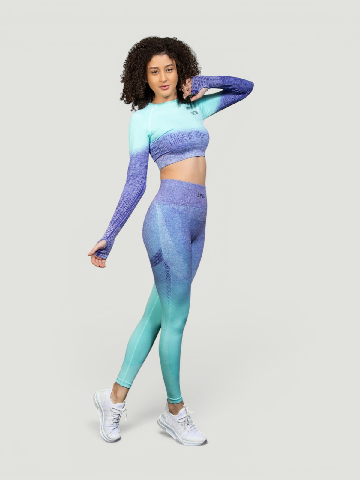 W-Touch Gradient Seamless Long Sleeve Workout Set (Crop Top & Leggings)