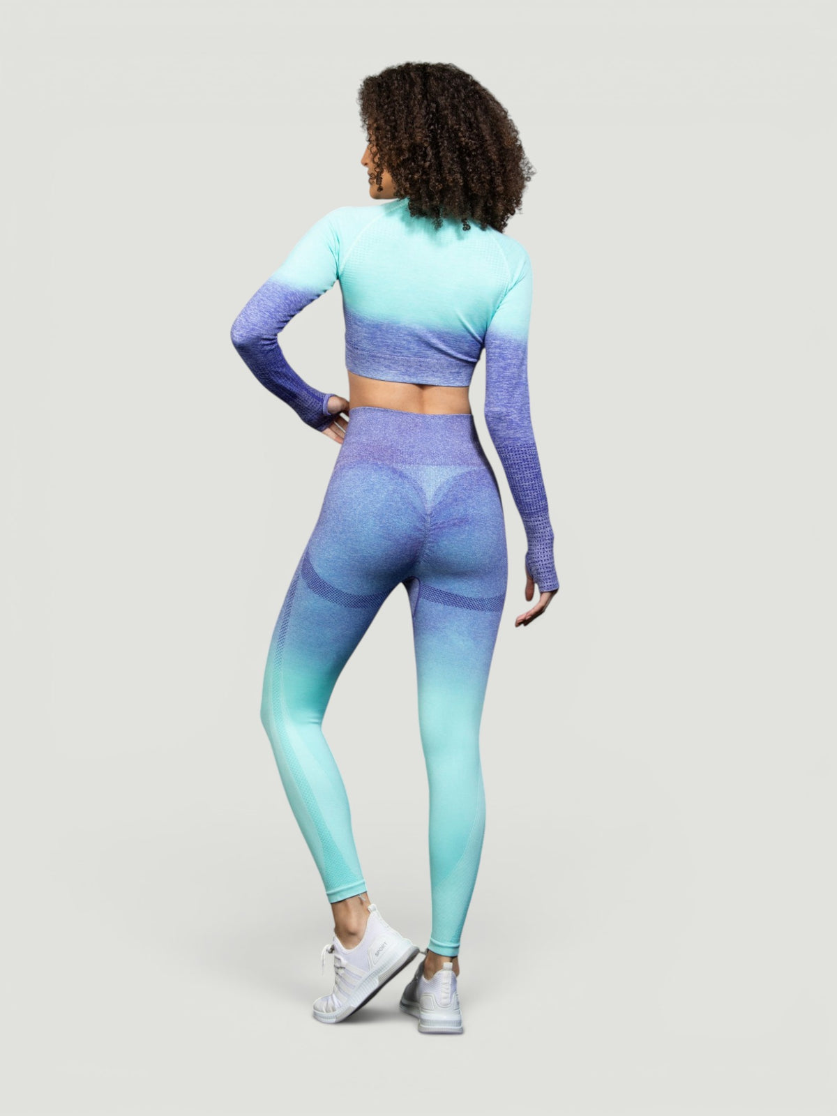 W-Touch Gradient Seamless Long Sleeve Workout Set (Crop Top & Leggings)