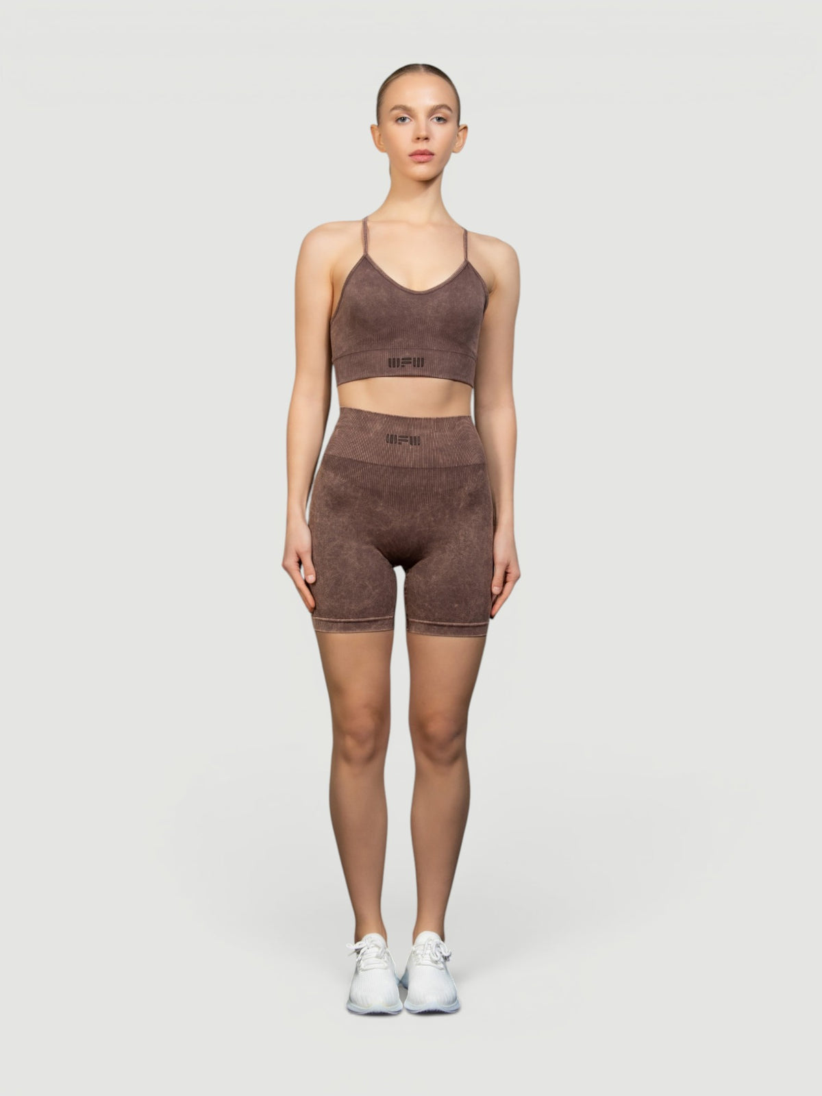 W-Wash Seamless Acid Wash Push-Up Shorts Set (Bra & Shorts)