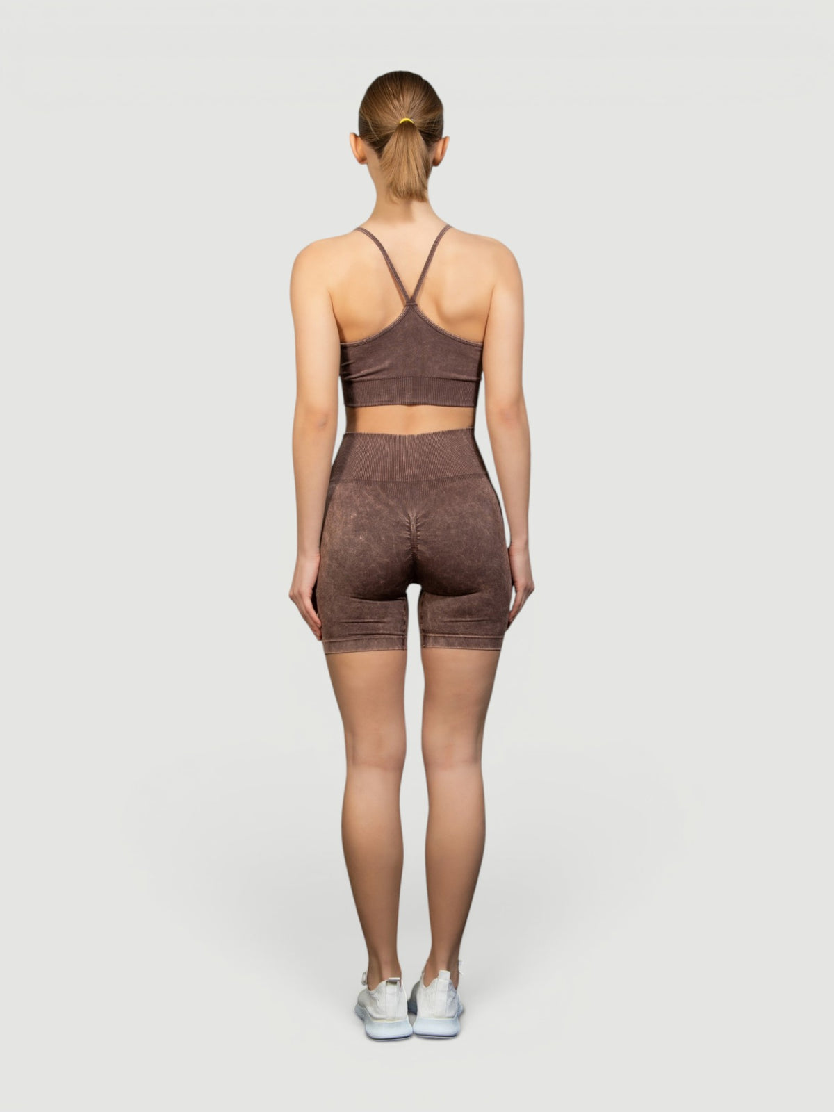 W-Wash Seamless Acid Wash Push-Up Shorts Set (Bra & Shorts)