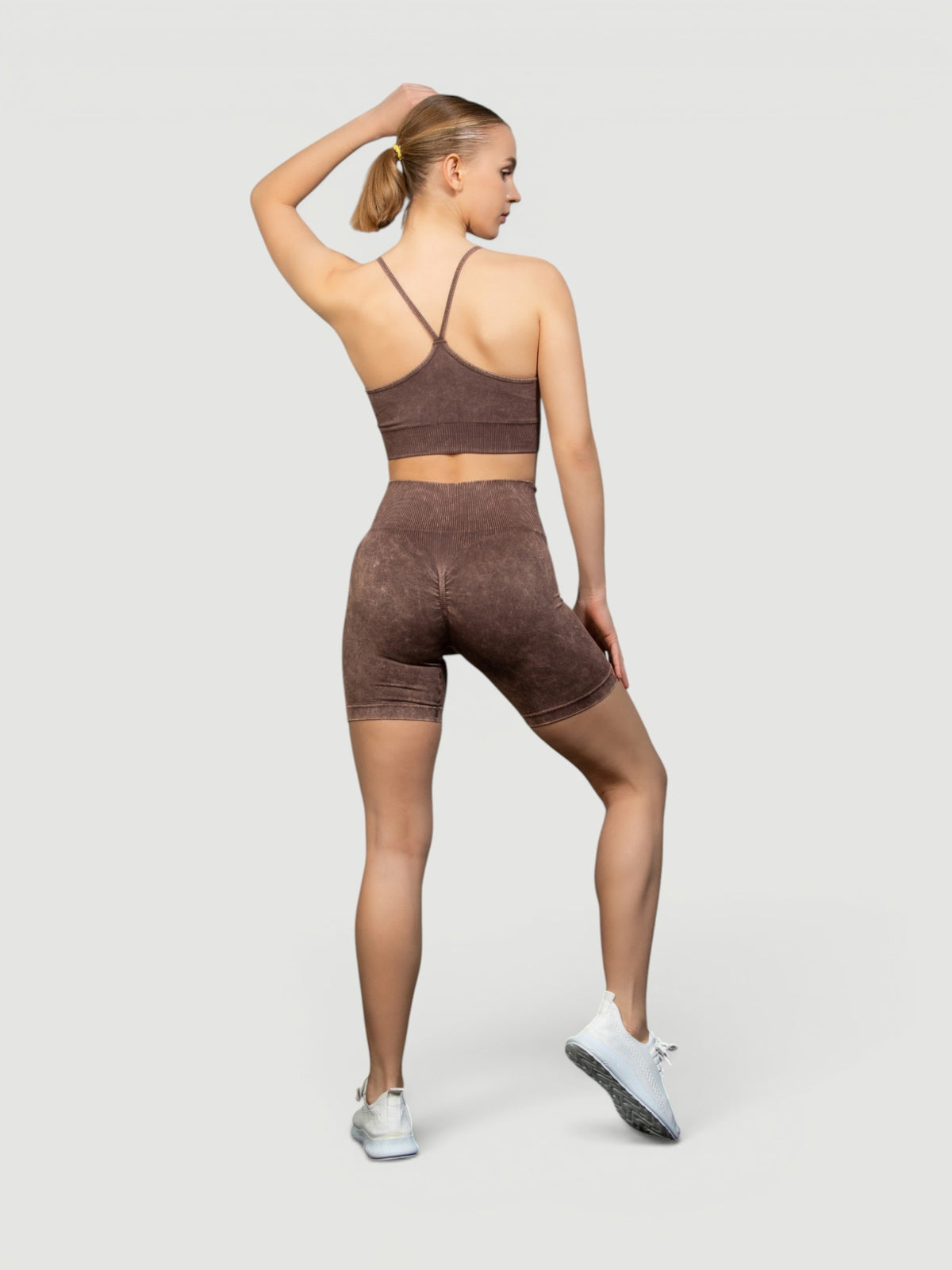 W-Wash Seamless Acid Wash Push-Up Shorts Set (Bra & Shorts)