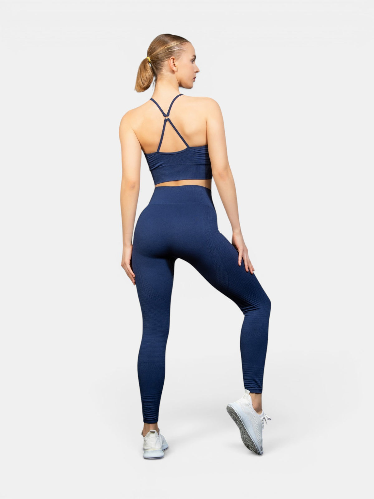 W-Lotus Seamless Strappy Cross-Back 2-Piece Yoga Workout Set (Bra & Leggings)