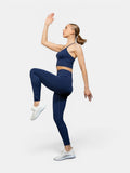 W-Lotus Seamless Strappy Cross-Back 2-Piece Yoga Workout Set (Bra & Leggings)